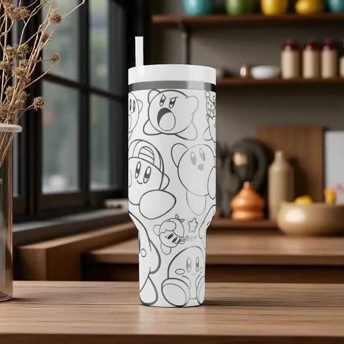 Kirby Stanley Tumbler – Engraved Kirby Cup – Custom Gamer Mug